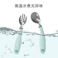 Private label custom stainless steel fork and spoon set - baby bendable training fork and spoon feeding set for weaning and learning to eat