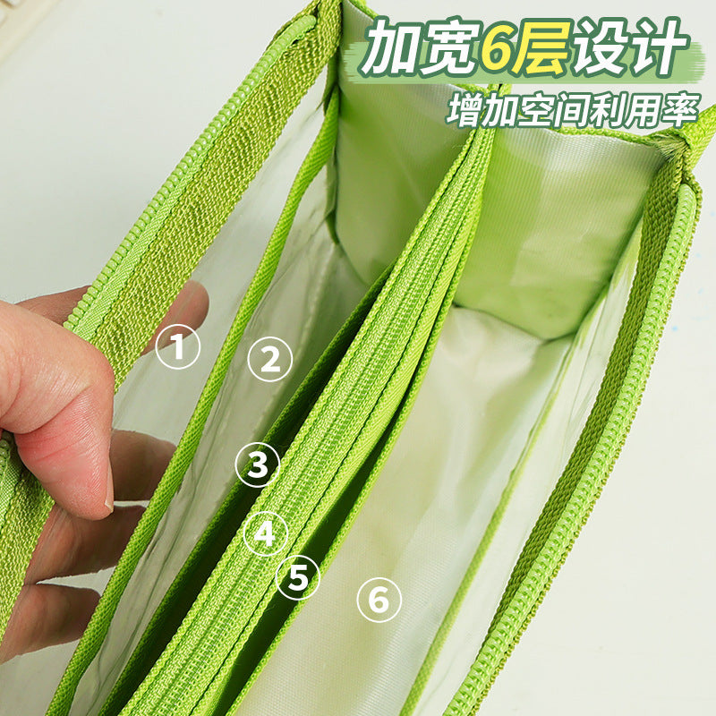 6-layer pencil bag, large-capacity stationery box, stationery bag, pencil case, high-value transparent super-energy storage bag, pencil bag.