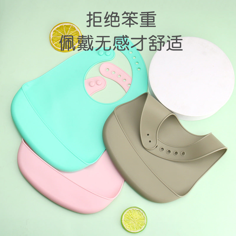 Dongguan Greene Factory Baby Silicone Bib Does Not Contain Bisphenol A Baby Saliva Pocket Children's Tableware Feeding Set