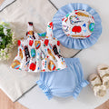 Children's clothing cross-border european and american girl suspender tops+shorts+hat baby children's clothing