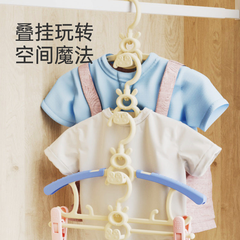 Plastic children's clothes hanger for home retractable clothes support baby non-slip clothes support baby clothes drying rack