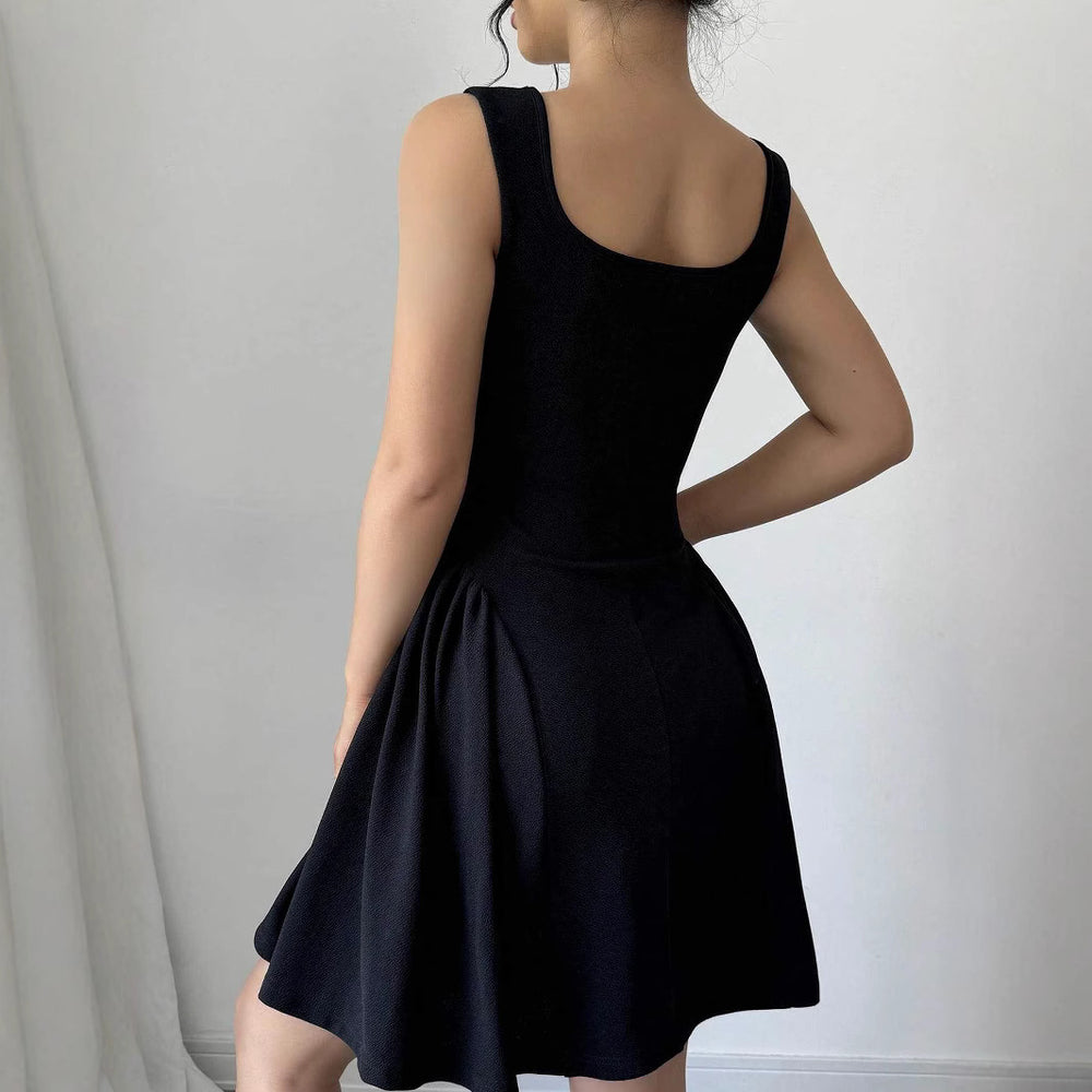 Amazon solid color mini dress - square neck sleeveless sexy bandeau casual women's dress