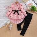 children's wear cross-border autumn new arrivals: girls' fashionable longline shirt dress with belt and leggings set