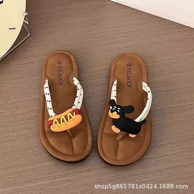 Flip-flops for women summernew arrival beach popularins hot dog outwear vacation flip-flops cute plaidflats slippers