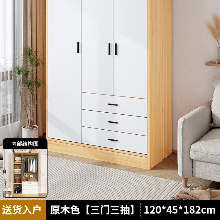 Wardrobe household bedroom small apartment simple wardrobe storage cabinet room wooden rental room economical hanging wardrobe