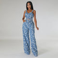 Fall and winter european and american clothing fashion denim jacquard suit ins nightclub wrap topsloose pants suit