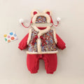 Winter girls' new year's outfit: new chinese style children's red fleece-lined thickened traditional tang suit set for the lunar new year