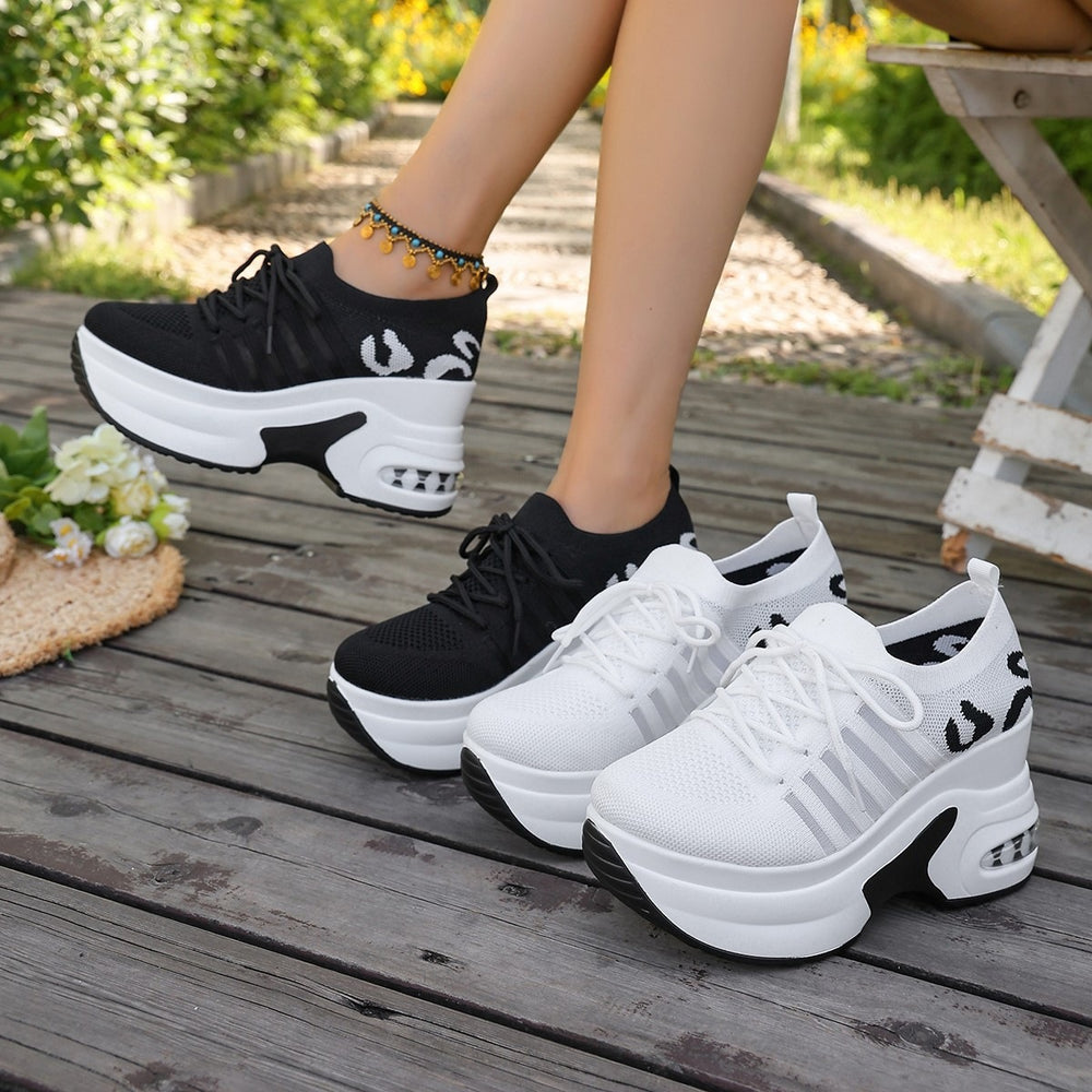 plus sizespring & fallnew arrival women's plaid breathable casual fly woven sneakers wedge heel flatsthick solefashion women's shoes