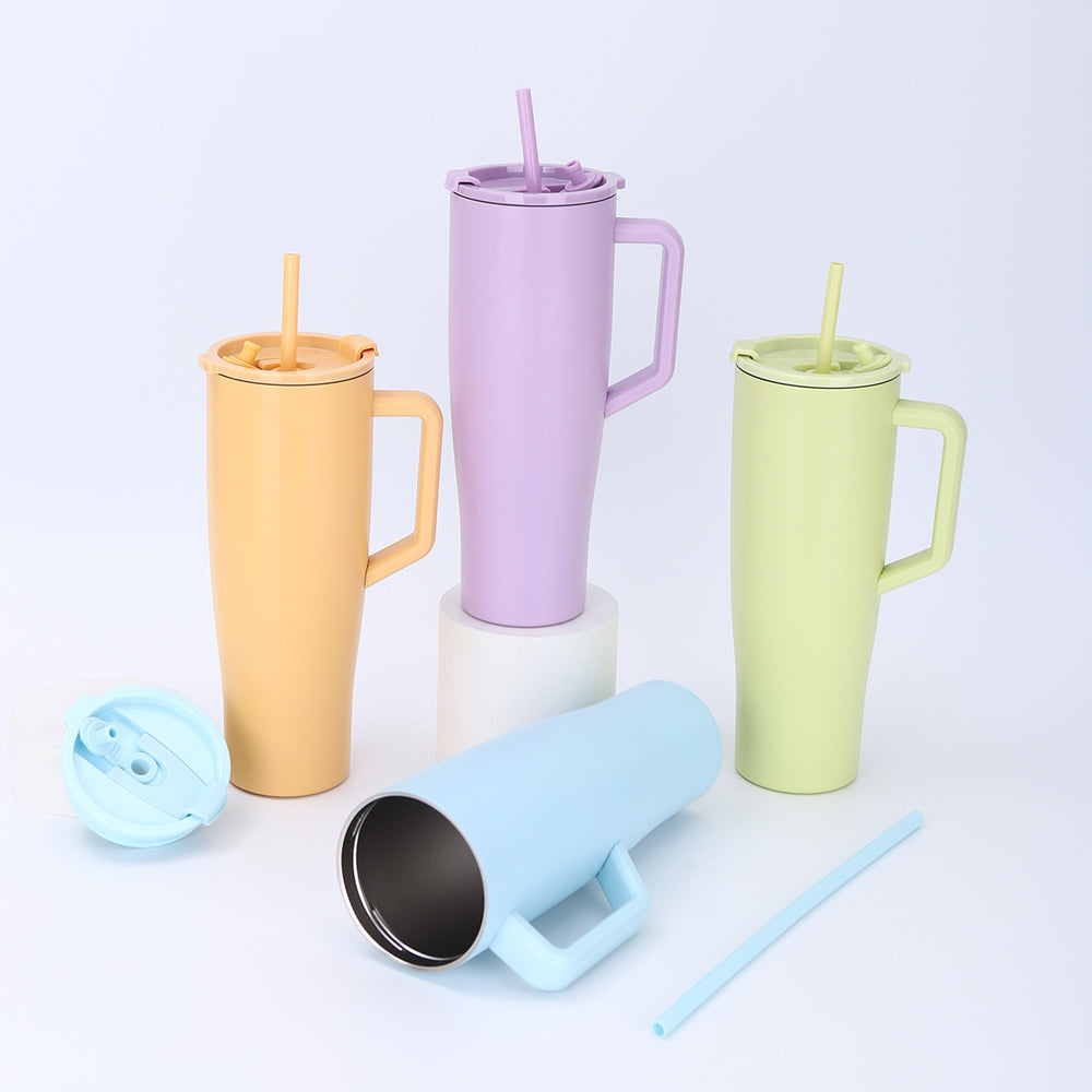Amazon 40oz large capacity handle ice cup 304 stainless steel vacuum insulated cup outdoor car cup