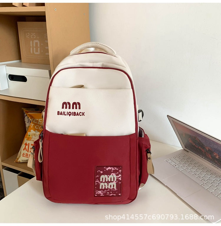 2025 new casual large capacity backpack for middle school, high school, and college students - women's double shoulder bag, men's color block large backpack