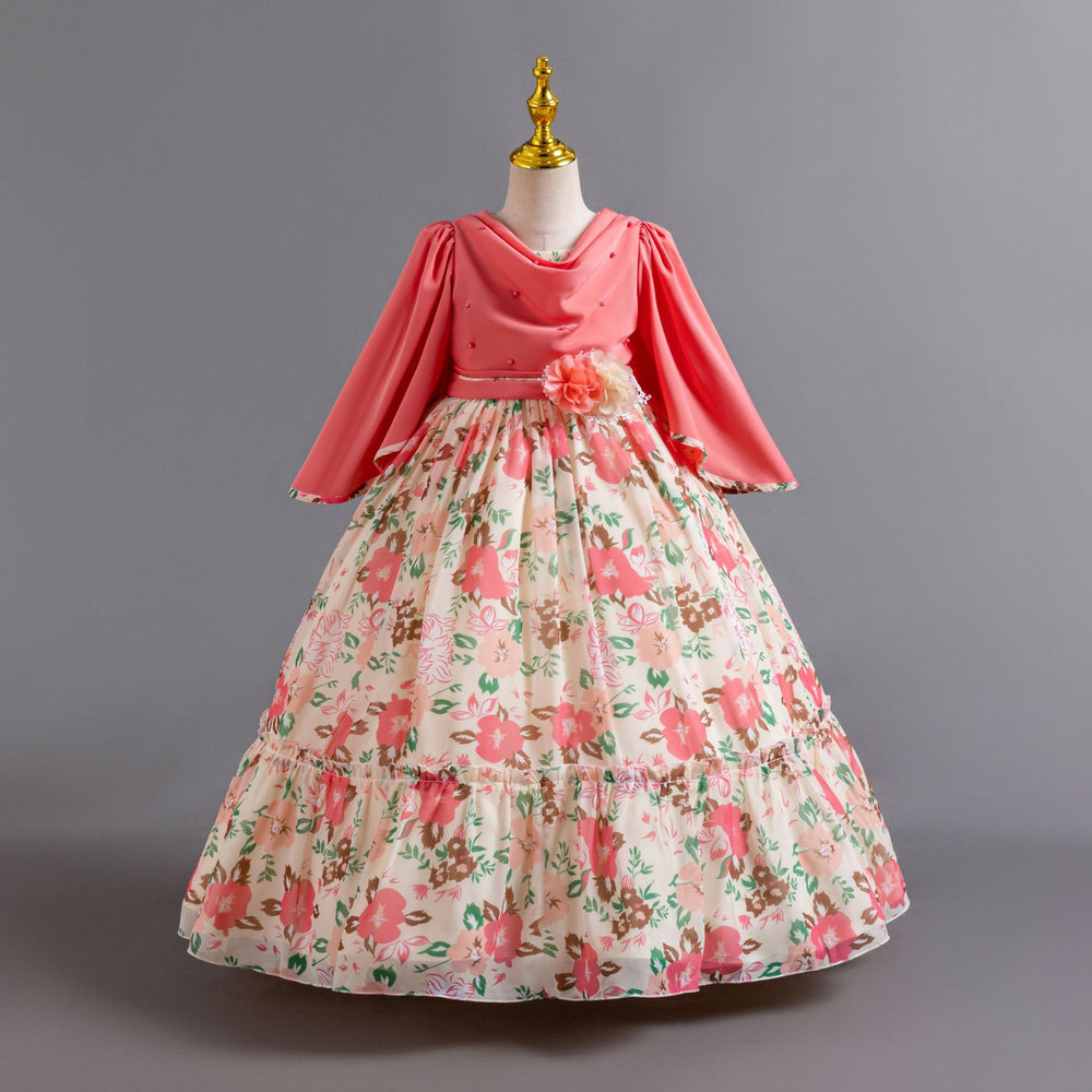 new girls' floral princess dress birthday party chiffon evening gown children's dress