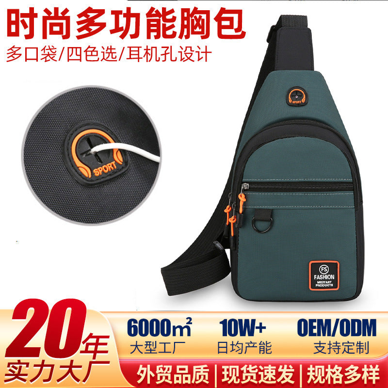 Cross-border Oxford cloth men's breast bag Japanese versatile shoulder messenger bag casual backpack small satchel outdoor sports bag