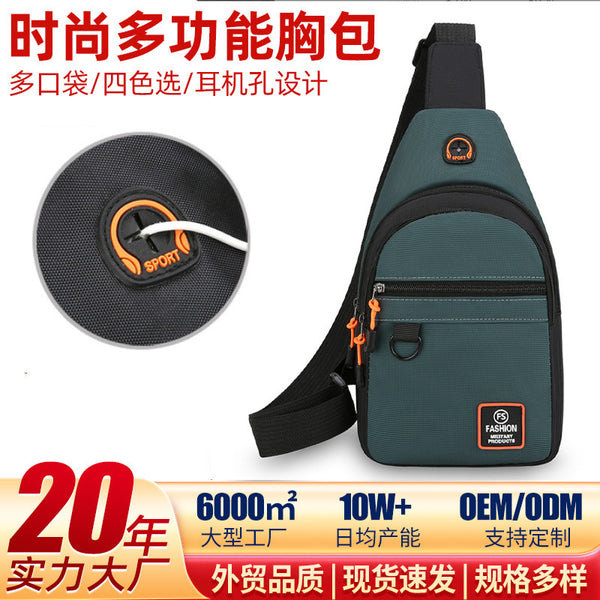 Cross-border Oxford cloth men's breast bag Japanese versatile shoulder messenger bag casual backpack small satchel outdoor sports bag