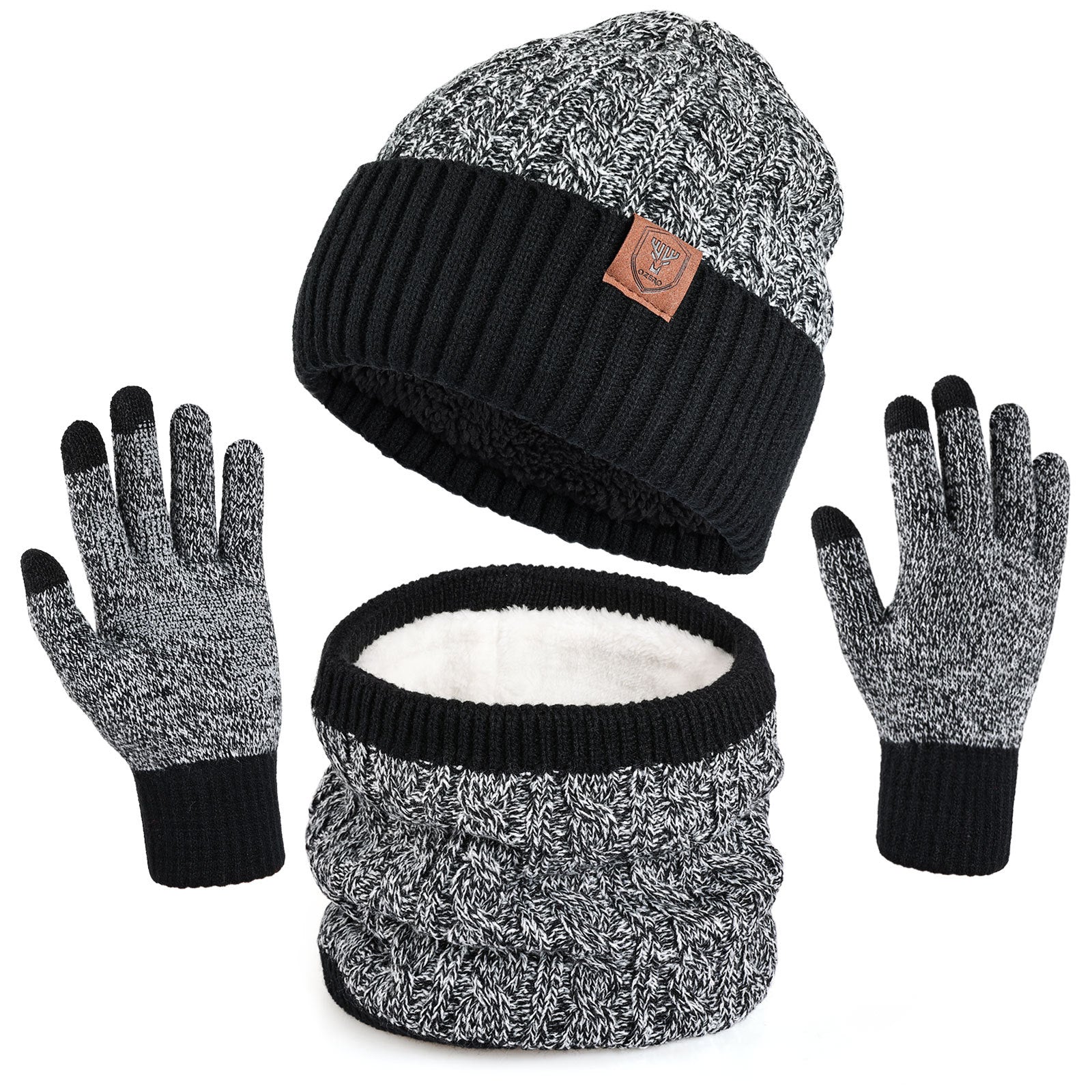 Cross-border knitted hat, scarf, gloves three-piece set, adult autumn and winter cold-proof and warm hat, scarf gift box set