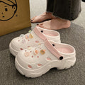 Diy crocs women's 2023 new summer cartoon slippers women's outwear flats beach shoes soft bottom toe shoes