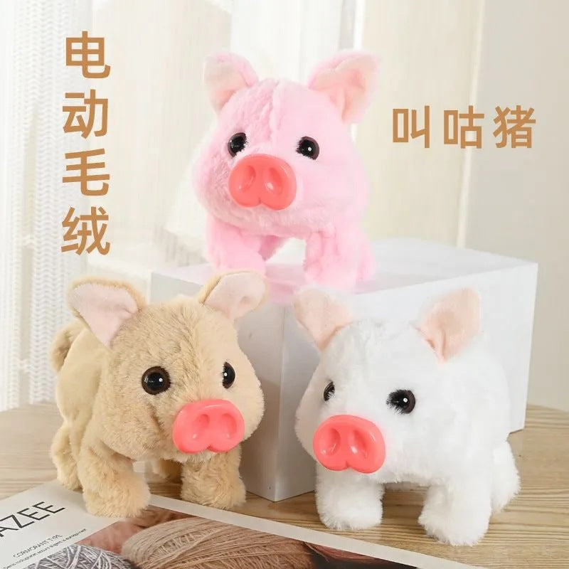 Dropshipping realistic plush electric piggy - jumps & squeaks - kids' pretend play pet toy