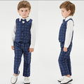 Export spring and summer children's clothing kids performance dress vest plaid suit long sleeves shirt suit boys first birthday dress