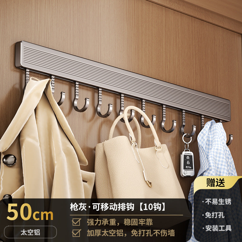 Space aluminum hook, viscose, strong non-punching adhesive hook, door back coat hook, bathroom, kitchen wall wall-mounted storage