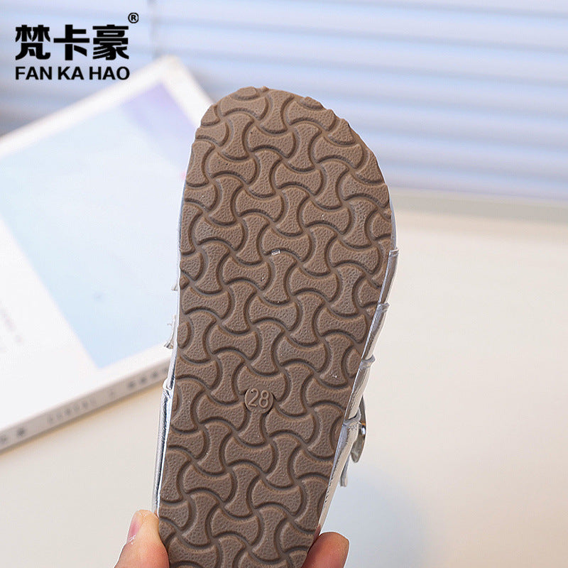 Vancahao children's shoes  summer new girls' fashion closed-toe roman sandals boys' birkenstock-style shoes kids' sandals