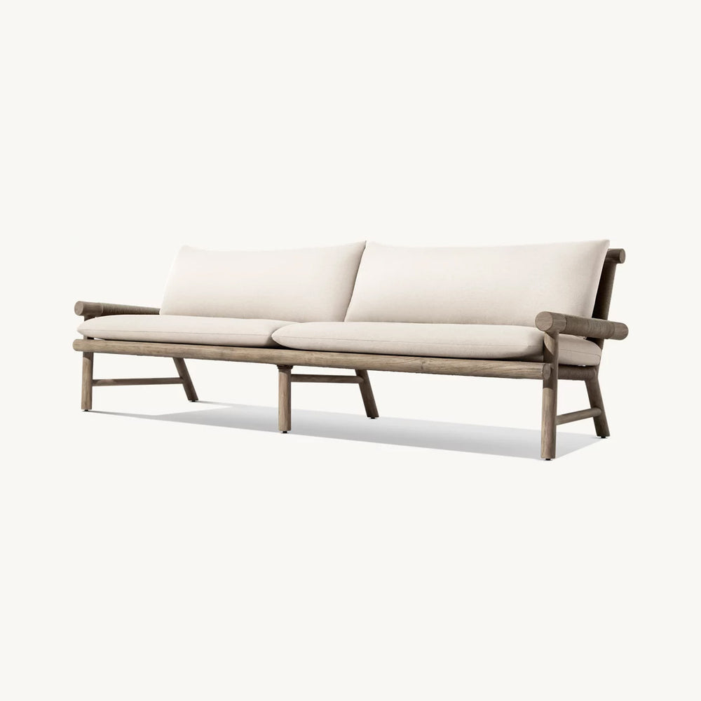 Hangkai american scandinavian teak rattan outdoor sofa hotel open-air light luxury rustic sofa outdoor table and chair set