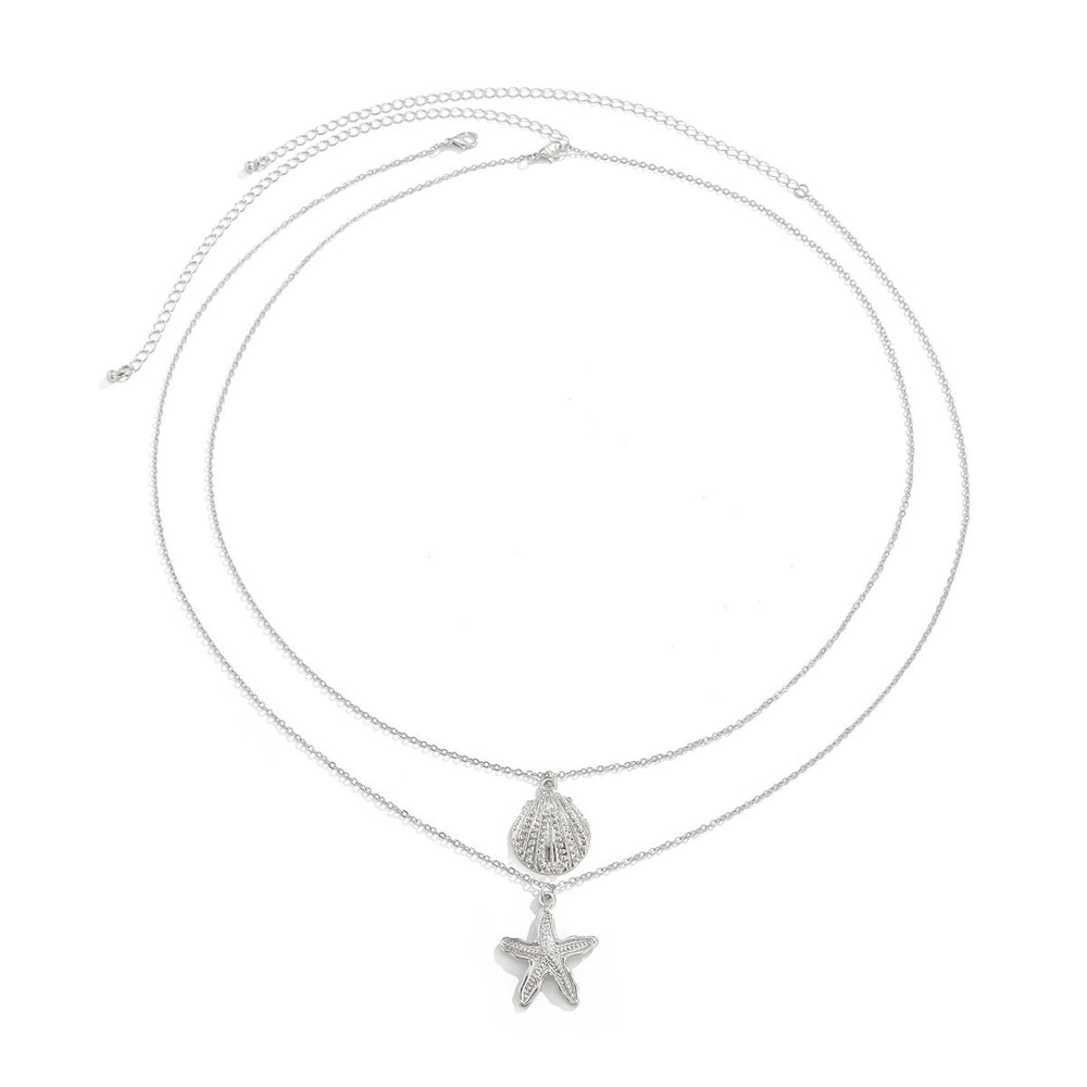 Fashion cross-border beach vacation starfish fan shell pendant waist chain sexy bikini metal chain body chain