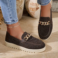 slip-on plus-size loafers for women, new autumn  collection, metal chain platform loafers wholesale