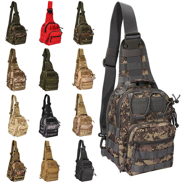 Tactical breast bag Waterproof Oxford cloth 900D camouflage bag Multifunctional military fan outdoor breast bag Cycling mountaineering messenger bag
