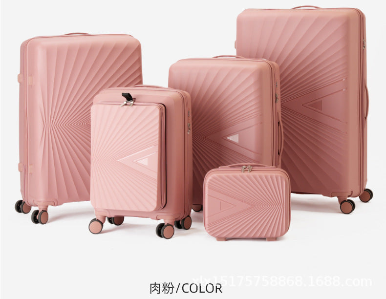 PP zipper box  set three sets of four trolley case sinking handle sinking lock color scheme explosion-proof rag factory wholesale