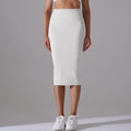 High-waisted, barely-there feel, figure-hugging bodycon skirt. casual, sporty midi skirt with high elasticity and skin-friendly fabric. features a slit and is perfect for yoga or everyday wear