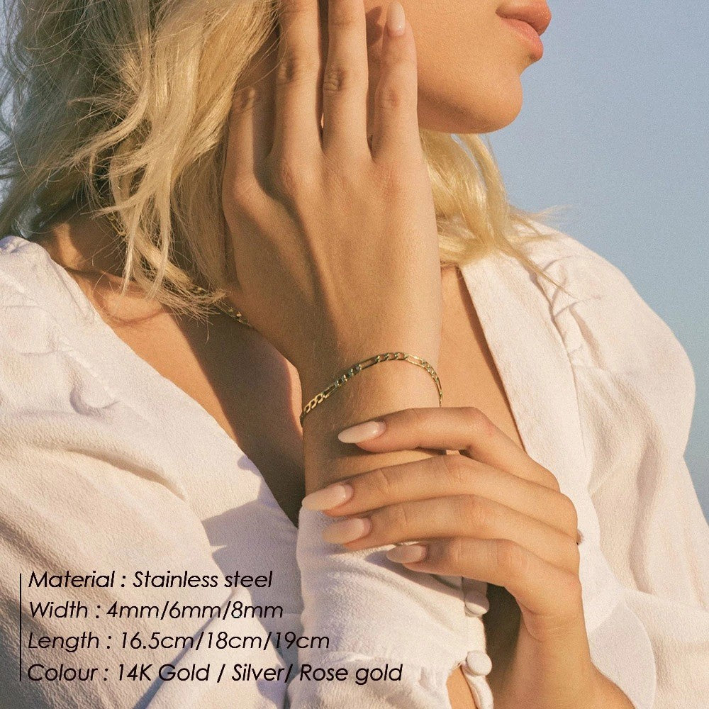 European and american cross-border fashion couple's figaro chain: minimalist, versatile, trendy stainless steel bracelet jewelry wholesale