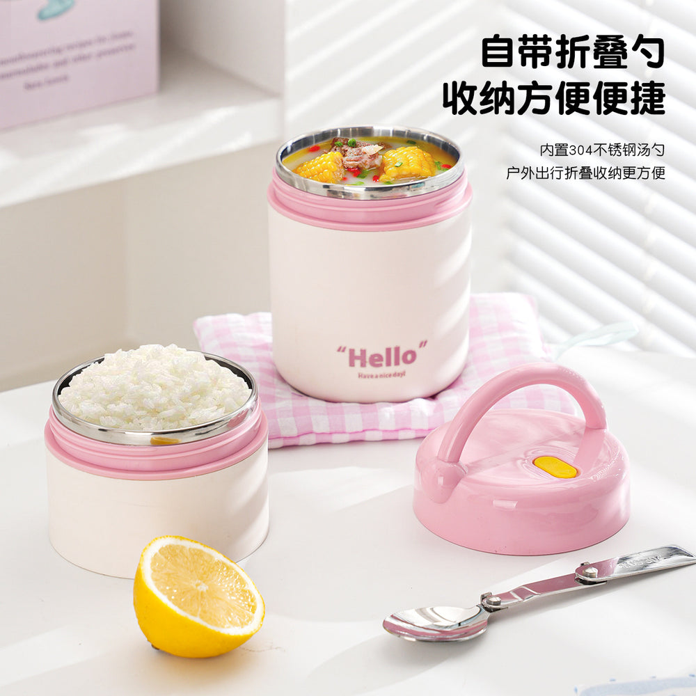 304 stainless steel portable lunch box - double layer insulated soup & porridge cup - office worker's sealed instant noodle bowl - bento box