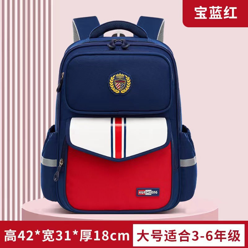 New arrival primary school students british style 1-6 grade stress relief spine protection lightweight large capacity school bag kids color matching backpack