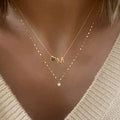 European and american cross-border fashion niche letter heart necklace, stylish and versatile metal diamond-studded layered choker for women