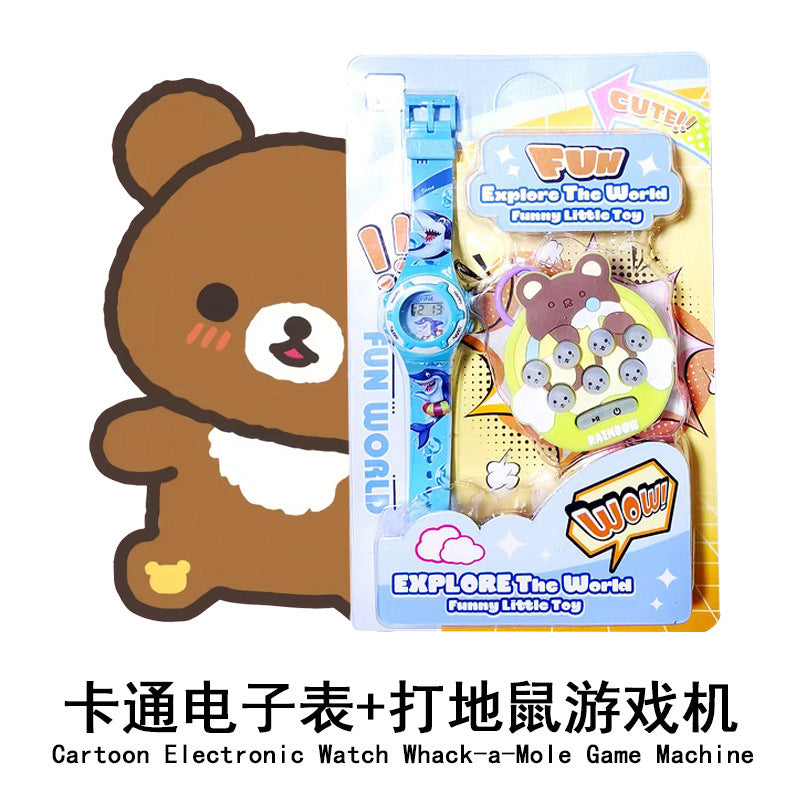 Factory direct electronic watch + whack-a-mole game console charm set - kids' cartoon watch