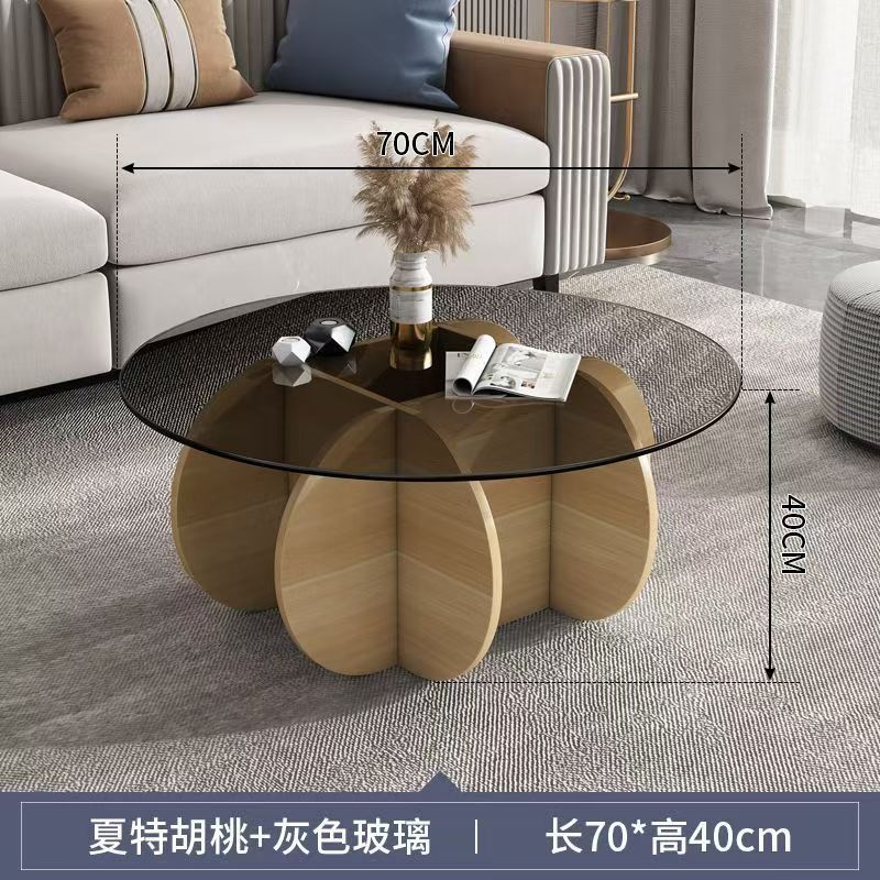 Glass coffee table accessible luxury modern living room for home small apartment casual round popular table normcore pumpkin coffee table