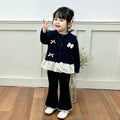 Girls' sweater set - new autumn/winter  collection: little girl's polka dot lace trim cardigan and leggings two-piece set