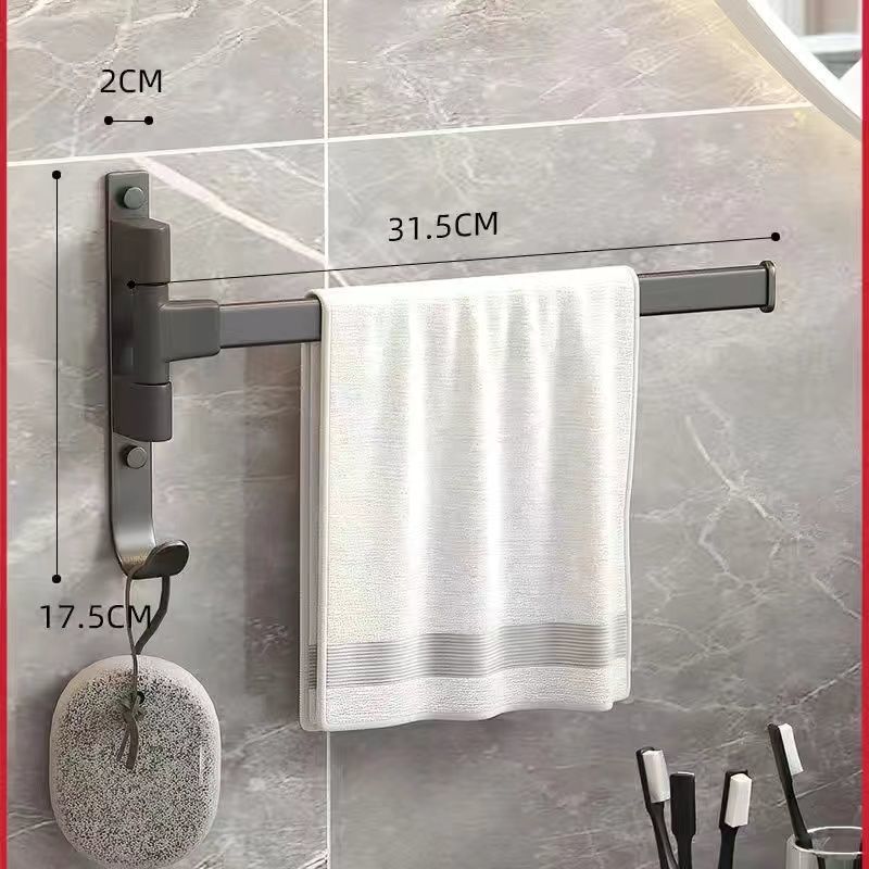 No punching bathroom rotate multi-pole towel rack movable pole towel bar bathroom hanging rack storage rack hanging pole drying