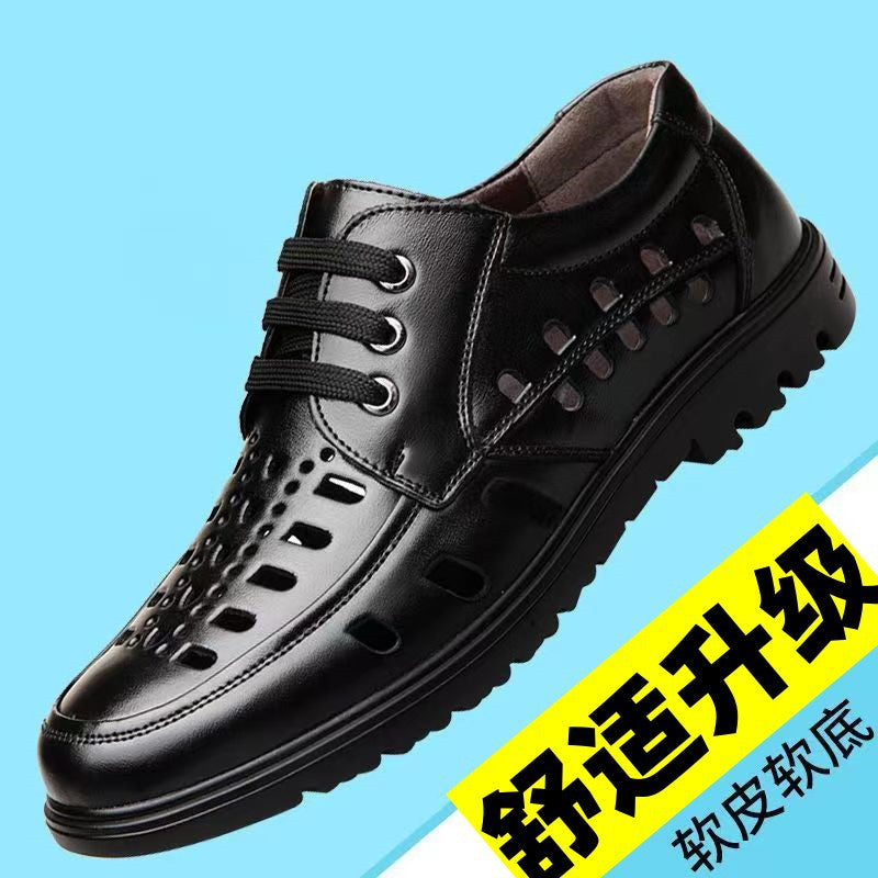 New arrival business hole cool leather shoes men's casual wedding groom british sandals summer breathable youth pointed toe men's shoes