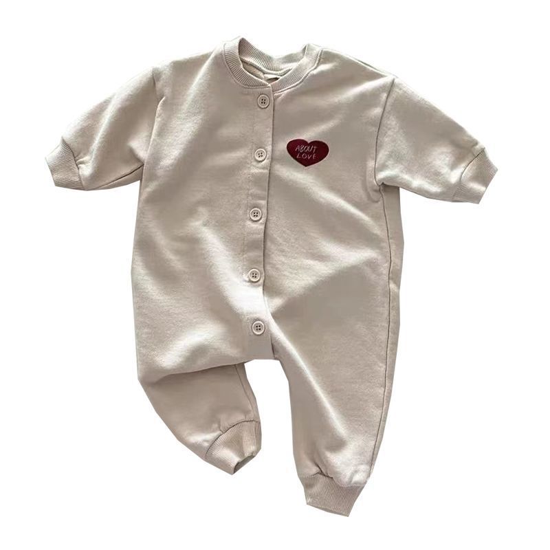 Baby new arrivalcasual 100-day outing clothes spring clothing children's clothing newborn stylecutelong sleeves one-piece khaki romper