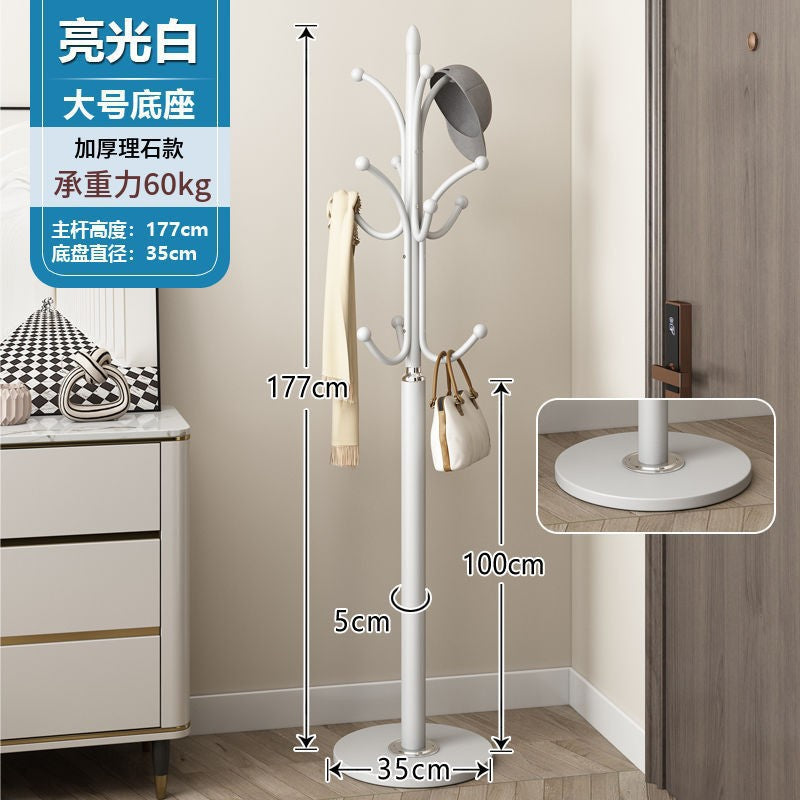 Modern minimalist light luxury marble coat rack floor standing bedroom iron art storage hat rack home hanging bag clothes rack