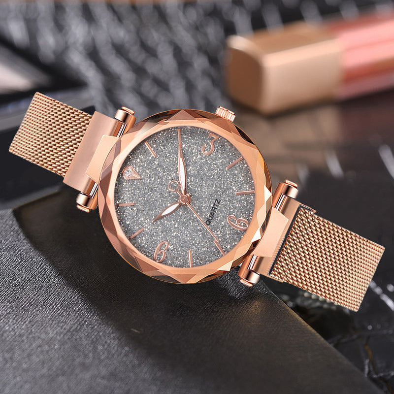 Ready-to-ship wholesale starry sky watches, women's quartz watches with magnetic strap – one-piece dropshipping available