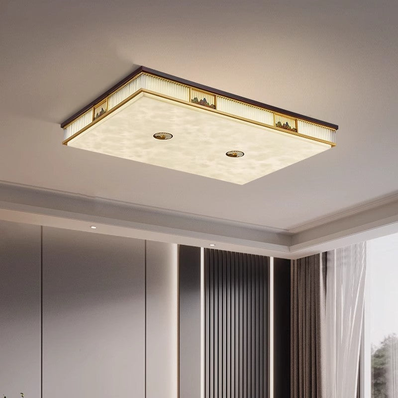 [Jiangshan] 2024 high-end new Chinese ceiling lamp, marble living room lamp zen square bedroom Chinese style