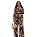 supply digital printing lantern long sleeves pleated waist comfortable tops and pants suit big sale