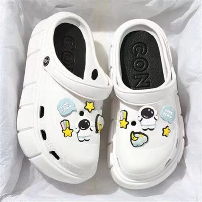 2024 new clogs: chunky platform, height increasing, non-slip, durable, beach-ready, cute cartoon, breathable, closed-toe sandals & slippers for women - summer collection