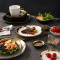 Retro special-shaped ceramic western food steak plate electroplated gold accessible luxury style western food salad bowl mug high-looking plate