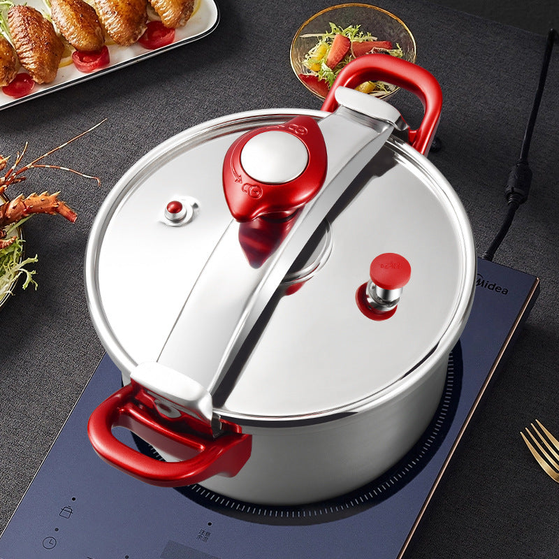 Stainless steel pressure cooker - heavy-duty, explosion-proof, high capacity - suitable for gas stoves and induction cooktops