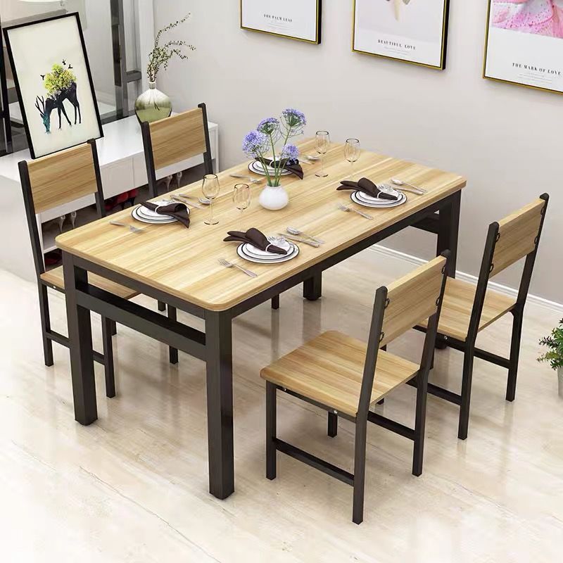 Fast food restaurant rectangular table and chair set, modern minimalist dining table, 4-6 person snack shop breakfast restaurant table
