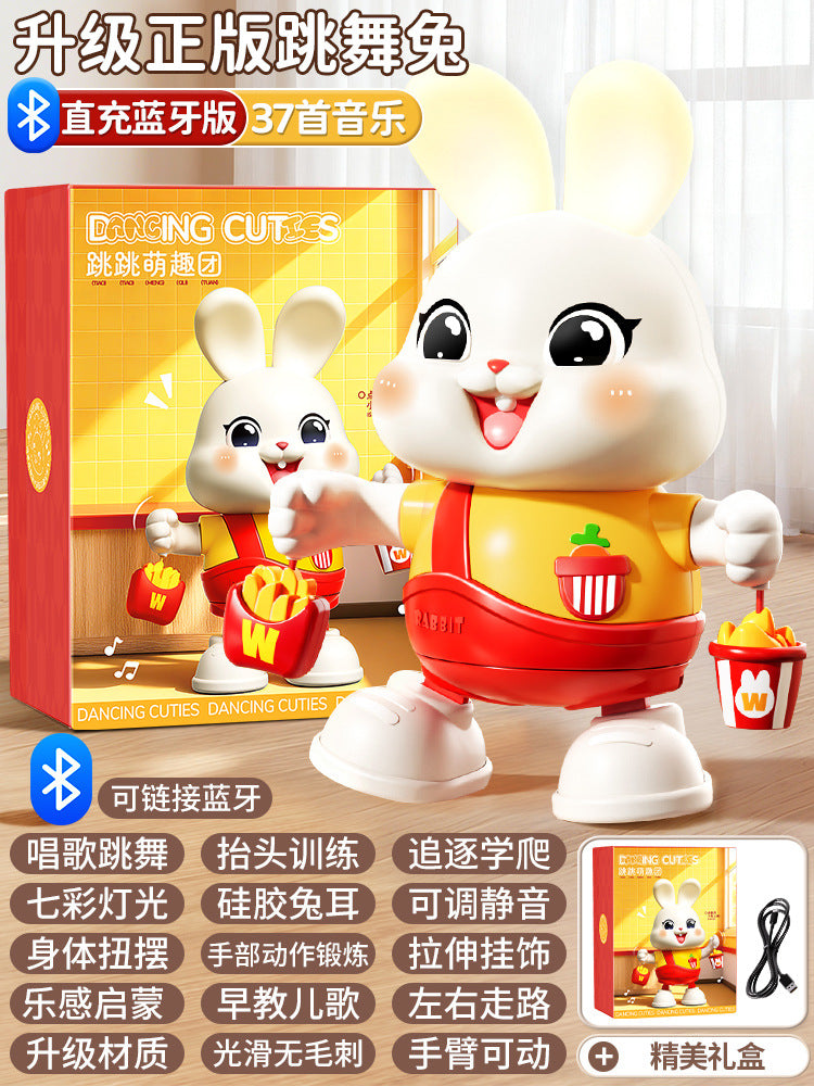 Electric little lucky rabbit baby toy - dancing, head-up training doll for infants 0-1 year old newborns