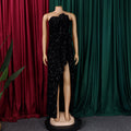 C8651 new arrival: european and american style  chic off-the-shoulder sexy slim-fit long sleeve sequin maxi dress