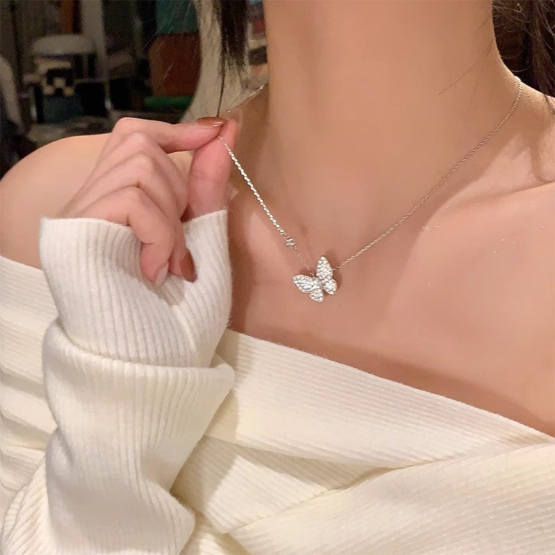 Korean ins style pearl zircon titanium steel necklace for women easiest for matchniche styleclassy sense clavicle chain fairy jewelry wholesale